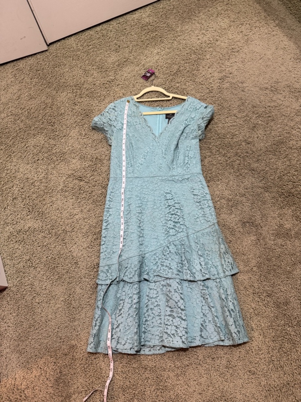Light blue lace dress with short sleeves